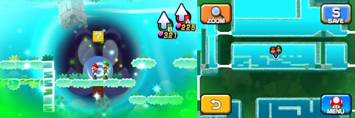 Block 22 in Dreamy Somnom Woods accessed by a Dreampoint of Mario & Luigi: Dream Team.