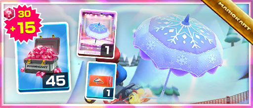 The Blizzard Parasol Pack from the Peach Tour in Mario Kart Tour