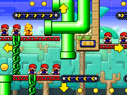 A screenshot of Room 8-3 from Mario vs. Donkey Kong 2: March of the Minis.