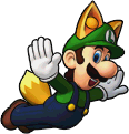 Sprite of Fox Luigi, from Puzzle & Dragons: Super Mario Bros. Edition.