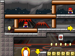 A screenshot of Room 5-8 from Mario vs. Donkey Kong 2: March of the Minis.