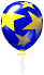 A sprite of a blue Weapon Balloon from Diddy Kong Racing.