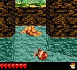 Screenshot of Riverbank Riot in Donkey Kong GB: Dinky Kong & Dixie Kong.