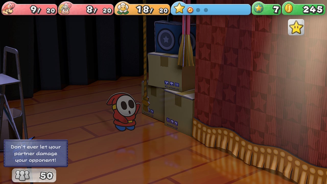 A Shy Guy affecting the stage in the remake