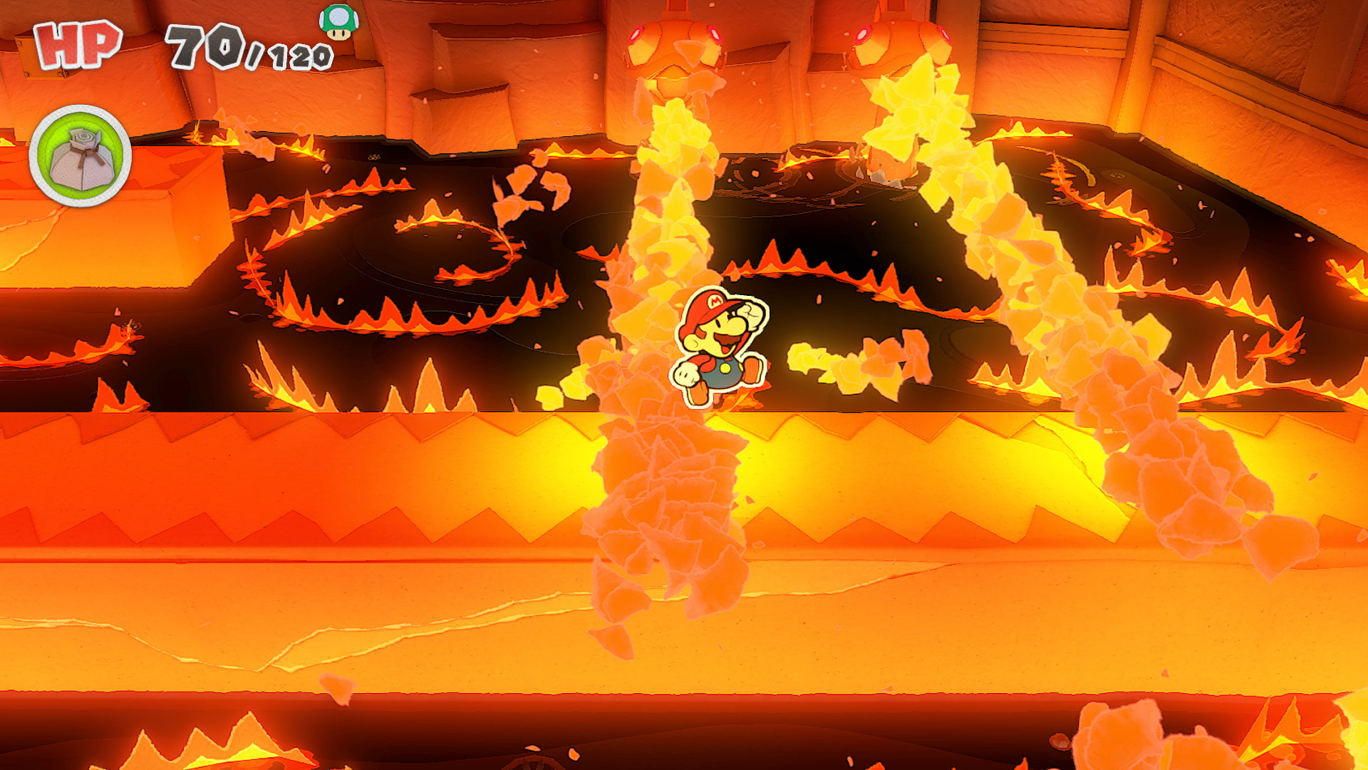 Mario in the Fire Vellumental Cave