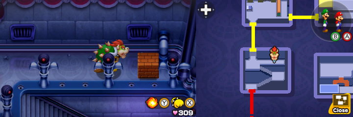Block 73 in Peach's Castle of Mario & Luigi: Bowser's Inside Story + Bowser Jr.'s Journey.