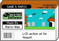 The shelf cover for one of Wario-Man's microgames in WarioWare: D.I.Y.