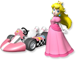 Artwork of Princess Peach and her kart from Mario Kart Wii