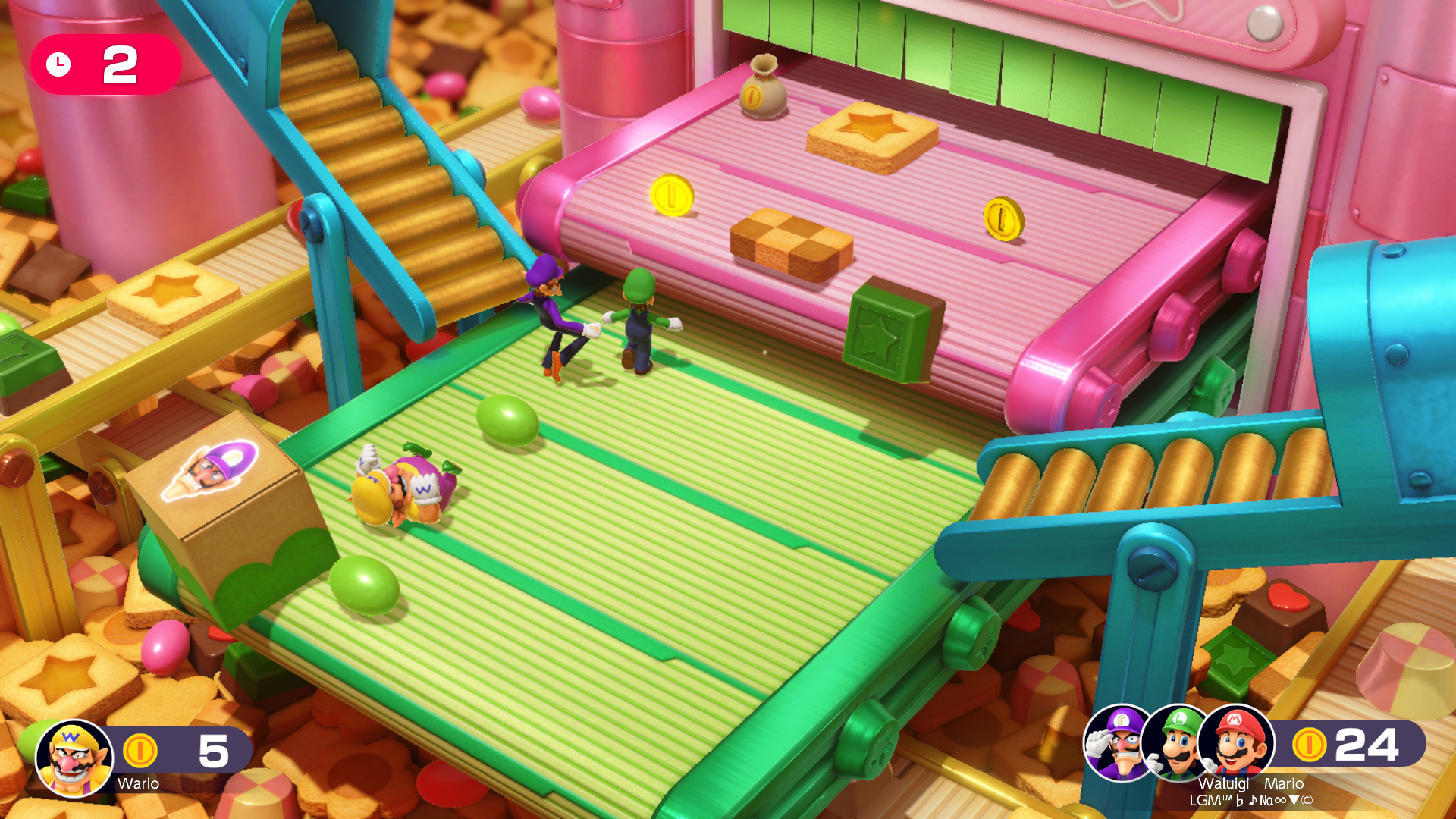 Money Belts Grab as many coins as possible. Don't fall off, or you'll lose time!