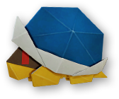 Artwork of an origami Buzzy Beetle from Paper Mario: The Origami King