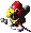 Battle idle animation of a Birdy from Super Mario RPG: Legend of the Seven Stars