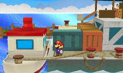 Third paperization spot in Surfshine Harbor of Paper Mario: Sticker Star.