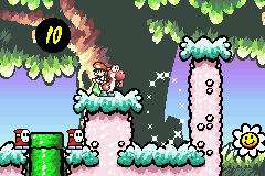 Red Yoshi facing a Middle Ring