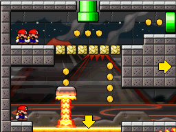 A screenshot of Room 5-2 from Mario vs. Donkey Kong 2: March of the Minis.