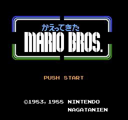 The title screen of Kaettekita Mario Bros.