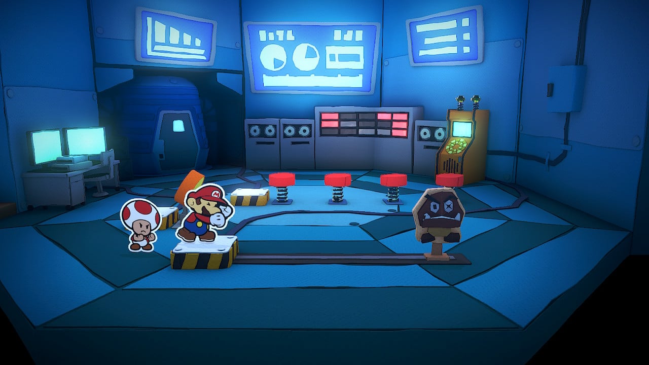 Mario practicing Block timing in the Battle Lab
