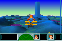 Screenshot of an unfinished boss challenge from the 2004 voxel engine build of Banjo-Pilot, for comparison with Diddy Kong Pilot's 2003 build