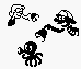 The Alarm Fireman (an alarm indicator for original releases of Fire) alongside other unused alarm character sprites for Game & Watch Gallery