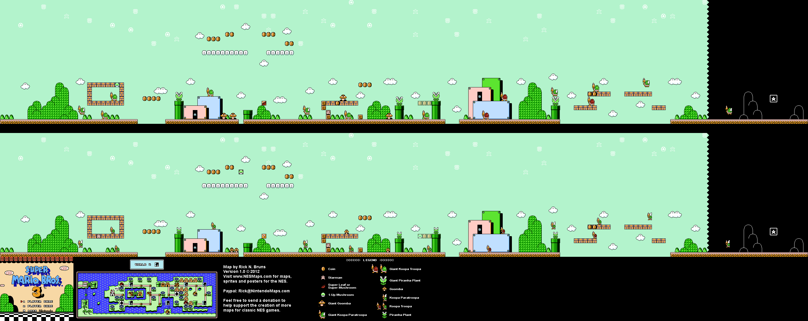Map of World 4-6 of Super Mario Bros. 3