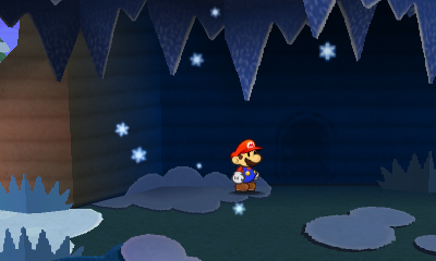 First paperization spot in Whiteout Valley of Paper Mario: Sticker Star.