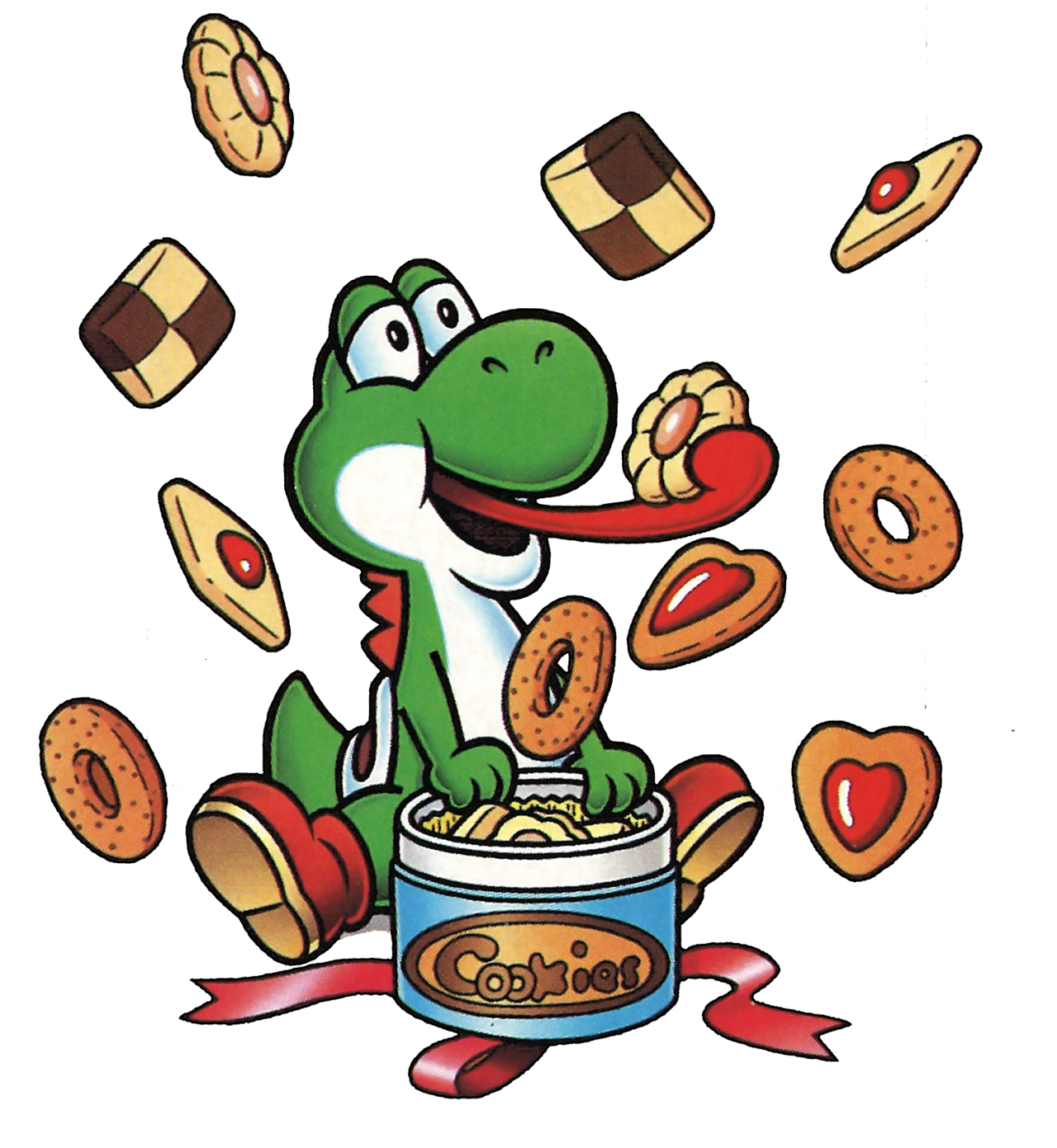 Yoshi with a lot of cookies