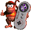 The single player icon from the mode select screen of Donkey Kong Country 2: Diddy's Kong Quest