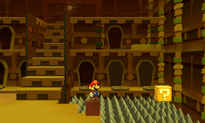 First paperization spot in Sandshifter Ruins of Paper Mario: Sticker Star.