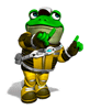 A Sticker of Slippy Toad (from Star Fox: Assault) in Super Smash Bros. Brawl.