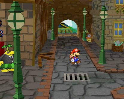 Mario using the Paper Mode in Paper Mario: The Thousand-Year Door.