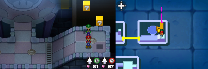 Blocks 21 and 22 in Toad Town of Mario & Luigi: Bowser's Inside Story + Bowser Jr.'s Journey.