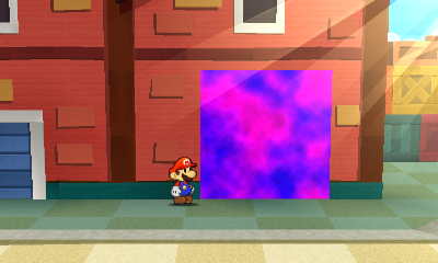 First paperization spot in Surfshine Harbor of Paper Mario: Sticker Star.