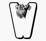 The letter W, from the Game Boy Printer letters in Donkey Kong Country (Game Boy Color), featuring an Army