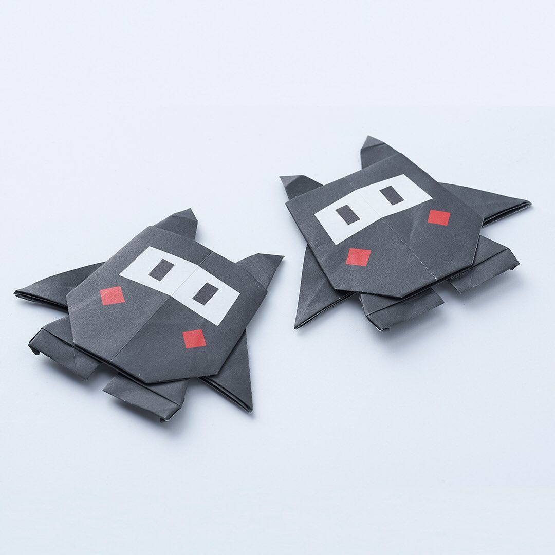 Photo of two origami Ninji crafts promoting the game from Nintendo Co., Ltd.'s Instagram account