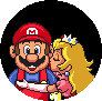 Princess Toadstool kissing Mario from the Super Mario All-Stars versions of Super Mario Bros. and Super Mario Bros.: The Lost Levels.