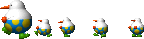 Sprite of a Huffin Puffin with its chicks in Yoshi's Story