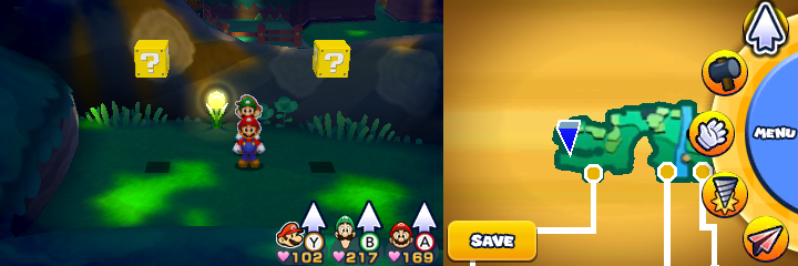 Blocks 42-43 in Gloomy Woods of Mario & Luigi: Paper Jam.