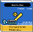The shelf sprite of one of Jimmy T.'s favorite artist comics: Macho Man in the game WarioWare: D.I.Y.