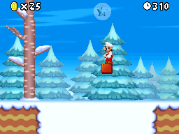 Mario in the snow world of 5-1.