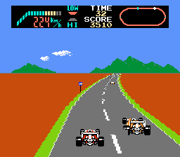 Screenshot of the Family Computer game F1 Race, uploaded for use on the Famicom Grand Prix series page.