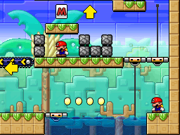 A screenshot of Room 8-5 from Mario vs. Donkey Kong 2: March of the Minis.