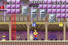 The Thwamplet, the eighth preloaded level in the unreleased North American e-Reader mode of Mario vs. Donkey Kong.