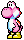A sprite of a Pink Yoshi from Yoshi's Island DS.