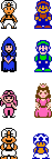 Comparison of characters in Yume Kōjō: Doki Doki Panic and Super Mario Bros. 2.