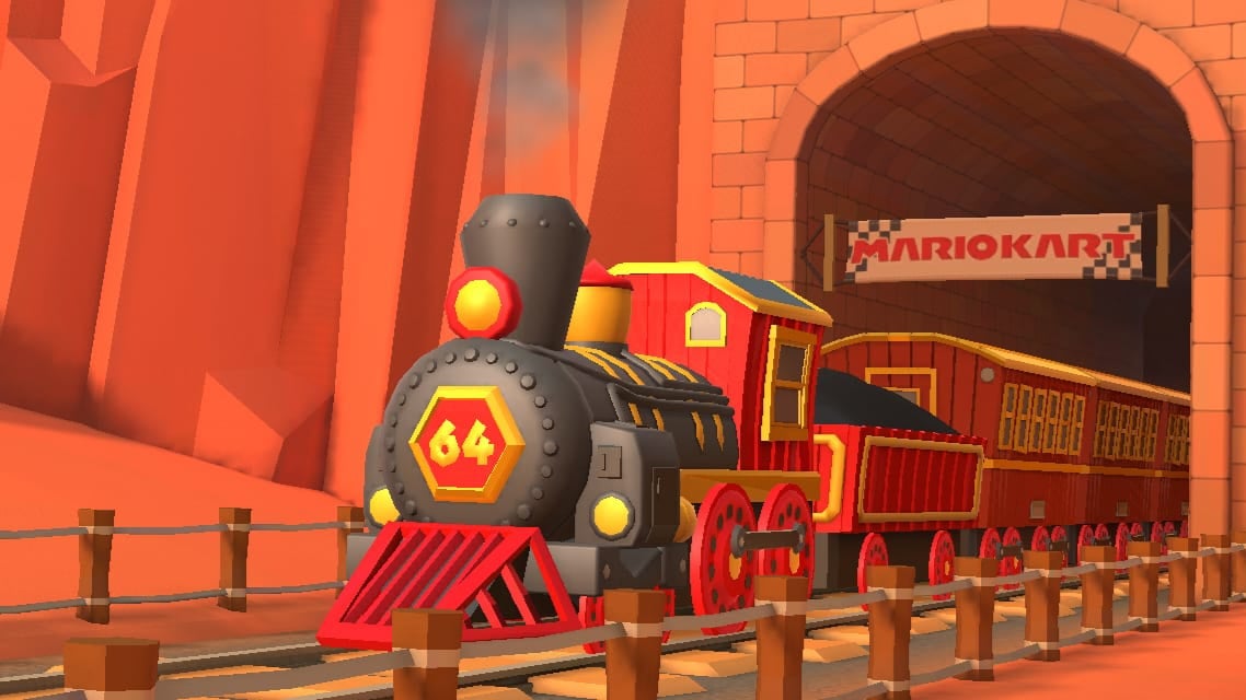 The train coming out of the tunnel