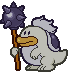 Battle idle animation of a White Clubba from Paper Mario