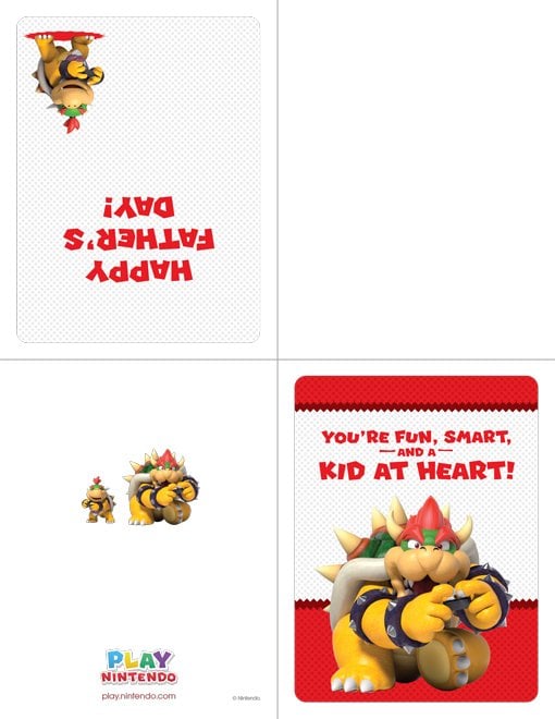 Printable Father's Day card featuring Bowser and Bowser Jr.