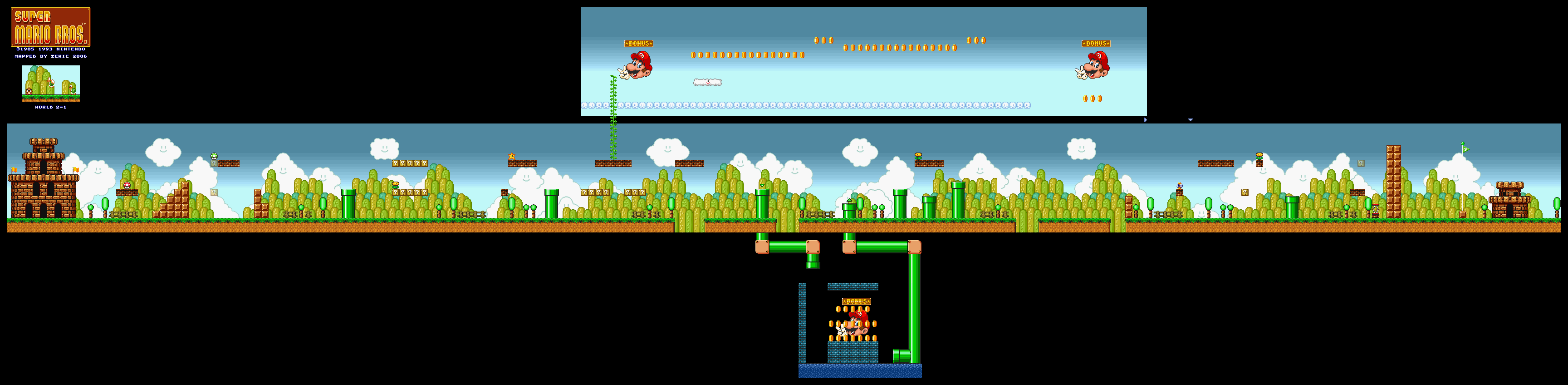 Map of World 2-1 (Super Mario All-Stars version)