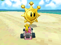 Shine Runners mode in Palm Shore in Mario Kart DS