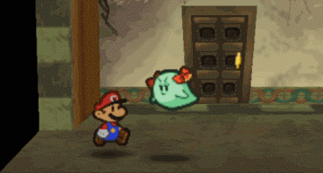 The animation that ensues when Mario uses Outta Sight after entering an unwanted battle with Tubba Blubba