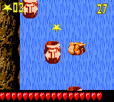 Kiddy Kong in the first Bonus Level of Rocketeer Rally in Donkey Kong GB: Dinky Kong & Dixie Kong